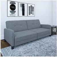 Dorel Home  Boston Click Clack Sofa Bed Split Back Button Tufted Linen Grey