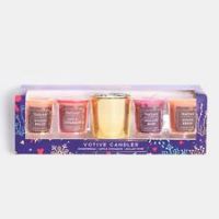 Christmas Votive Candle Holder Gift Set Xmas Present 4 PC Scented Wax Fragrance