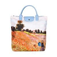 Signare Canvas Foldable Tote Bag Reusable Shopping Bag Grocery Bag with Famous Art Design… (Monet - Poppy Field)