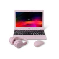 Geo Geobook 110 11.6In 4Gb 128Gb Windows 11 Pink Laptop, Headset, Mouse And Sleeve Bundle