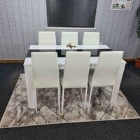 Kosy Koala Dining Table And 6 Chairs White Black Wood 6 Leather White Chairs Dining Room