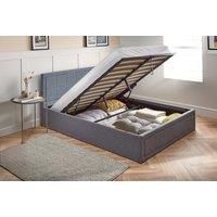 Ottoman Storage Bed Grey Upholstered Side Lift Fabric With 3ft Single Mattress