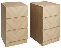 A T CATANIA 3 DRAWER BEDSIDE TABLE IN EURO OAK EFFECT - Height 60.5 x Width 35 x Depth 40cm