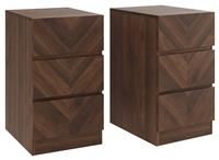 GFW Catania 3 Drawer 2 Bedside Table -Walnut