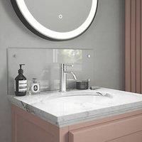 Clear Glass Bathroom Splashback (brushed Caps) 600mm X 250mm X 4mm