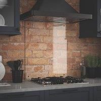 Clear Glass Kitchen Splashback With Matt Black Caps 600X700Mm