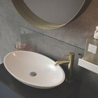 Clear Fluted Glass Bathroom Splashback Brushed Brass Caps 250Mm X 600Mm X 4Mm