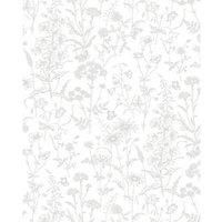 Laura Ashley Lisette White Silhouette Floral Glass Splashback, (H)750mm (W)600mm (T)6mm