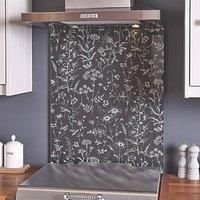 Laura Ashley Lisette Charcoal Silhouette Floral Glass Splashback, (H)750mm (W)600mm (T)6mm