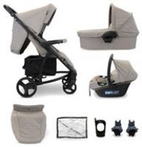 My Babiie MB200i 3-in-1 Travel System - Baby Pushchair, Carrycot, Infant Car Seat (R129 i-Size), Foldable, includes Footmuff, Rain Cover, from Birth to 22kg (4 years approx.) - Mink