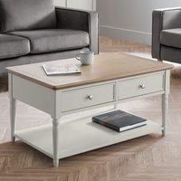 Julian Bowen Provence 2 Drawer Coffee Table, Grey & Limed Oak