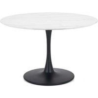 Julian Bowen Holland Round White Marble Effect Dining Table & Black Pedestal