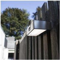 CGC Stainless Steel Silver LED Solar Wall Light Modern New Security PIR Motion Sensor Garden Porch Patio Outdoor Shed Lamp Brick