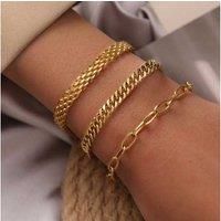 Three Layers Gold Tone Bracelet Set - Silver