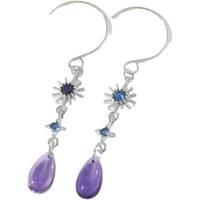 Blue Sun Crystal Purple Drop Earrings