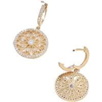 Gold Snowflake Gemstones Dangly Earrings - Silver