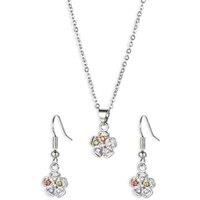 Multi-Colour Necklace And Earrings Set - Silver