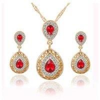 Red Crystal Necklace & Earrings Set