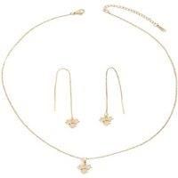 Three Stars Necklace And Earrings Set - Silver