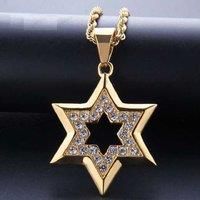 Golden Star Crystal Pendant Long - Silver