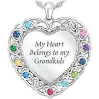 Coloured Crystal Grandkids Necklace - Silver