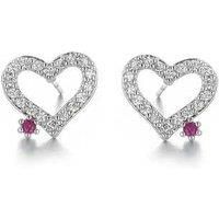 Crystal Love Heart Studs Earrings - Red