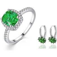 Green Crystal Ring And Earrings Set