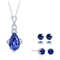 Blue Teardrop Pendant And Earrings Set