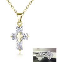 Cross Crystal Necklace And Earrings Set - Silver