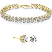 Tennis Bracelet And Earrings Set - Silver