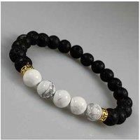 Unisex Chakra White Bead Bracelet - Black