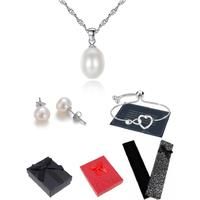 Necklace Bracelet Earrings Tri-Set - Silver