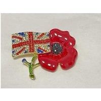 Red Flower Diamantes Uk Flag Pins