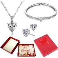 Necklace, Bracelet And Earrings-Xmas Box - Silver