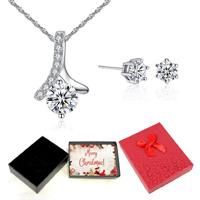 Necklace And Earring Silver Set-Xmas Box