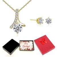 Gold Necklace And Earrings Set-Xmas Box - Silver