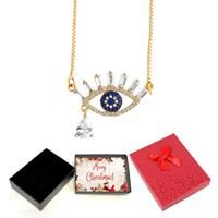 Blue Eye Necklace In Gold Tone-Xmas Box