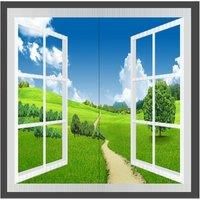 ENER-J 2Pcs/Set Of 120X60cm Landscape Surface Panel With Grassland And Sky 2D Design