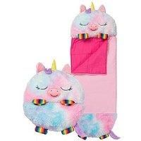 Happy Nappers Kids Sleeping Bag - Rainbow Unicorn - Plush Toy, Comfy Sleeping Bag & Fluffy Pillow All in One - Lovely Birthday Gift - Great for Playtime, Naptime, Sleepovers & Travelling - Ages 7+