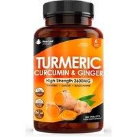 Turmeric Supplements 2600mg Ginger & Black Pepper Turmeric 180-365Tablets Vegan