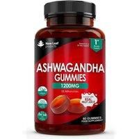 Ashwagandha Gummies 1200mg – High Strength 5% Withanolides - Real Fruit Juice, No Artificial Colours or Flavours – Pure Ashwagandha Root Extract, 60 Vegan Gummys, Gluten Free, UK Made by New Leaf