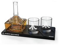 Official Atari Joystick Decanter Set with 2 x Atari Action Button Whisky Glasses and CX78+ Games Pad Tray, for Whiskey, Scotch & Gin, 750ml Decanter, 300ml Glasses, Birthday Gift for Men - ThumbsUp!