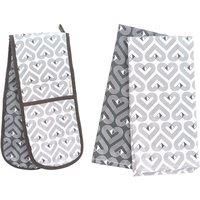 Beau & Elliot VIBE Set of Two Tea Towels and Double Oven Gloves - Slate/Chalk