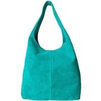 Aqua Soft Suede Leather Hobo Shoulder Bag - BYIRL