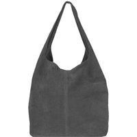 Silver Grey Soft Suede Hobo Shoulder Bag - BYIED