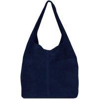 Navy Soft Suede Leather Hobo Shoulder Bag - BRXYD