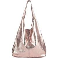 Rose Gold Metallic Leather Hobo Shoulder Bag-