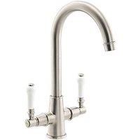 Streame by Abode Keswick Swan Neck Dual Lever Mono Mixer Brushed Nickel (431JM)