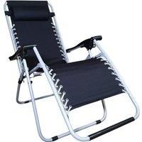 Multi Position Garden Gravity Relaxer Chair / Sun Lounger - BLACK/SILVER