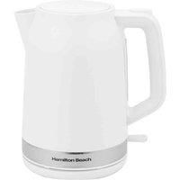 Hamilton Beach Ella Cordless Kettle, 1.7L, Boil Dry Protection, Auto Shut Off, Detachable Filter, Lift & Grip Handle, Push Button Lid, Water Level Window, UK Strix Technology - HBK3045MC, Matte White